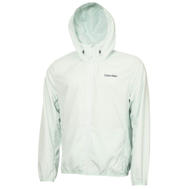 Calvin Klein Mens Printed Water Resistant Golf Windbreaker Jacket