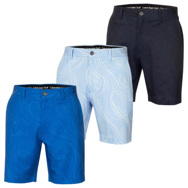 Calvin Klein Mens Marble Print Bullet Four Way Stretch Golf Shorts