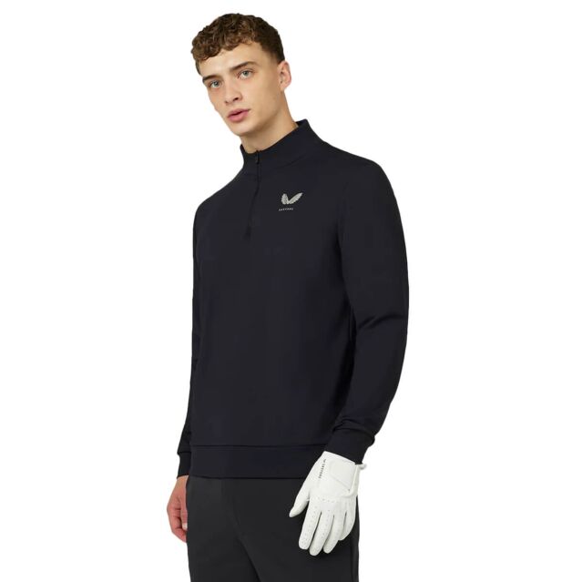 Castore Mens Golf Mainline Zip Mock Neck 4 Way Sweater
