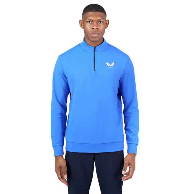 Castore Mens Golf Mainline Classic Zip Mock Neck 4 Way Stretch Sweater