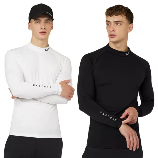 Castore Mens Long Sleeve Mock Neck Raglan Sleeve Peached Golf Baselayer
