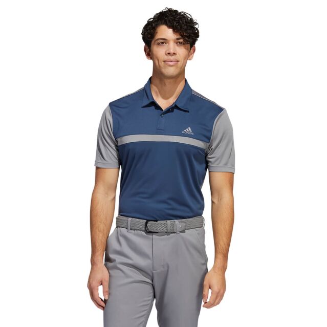 adidas Golf Mens Colourblock Primegreen Lightweight Polo Shirt