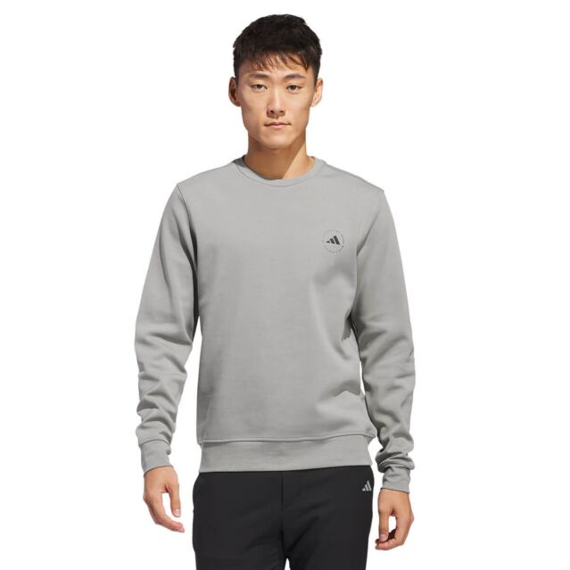adidas Golf Mens 2024 Core Crew Neck Sustainable Performance Logo Sweater