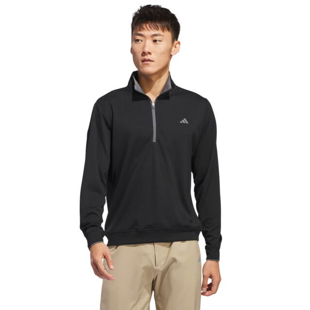adidas Golf Mens 2024 Core Lightweight Half Zip UPF 50+ Recycled Sweater