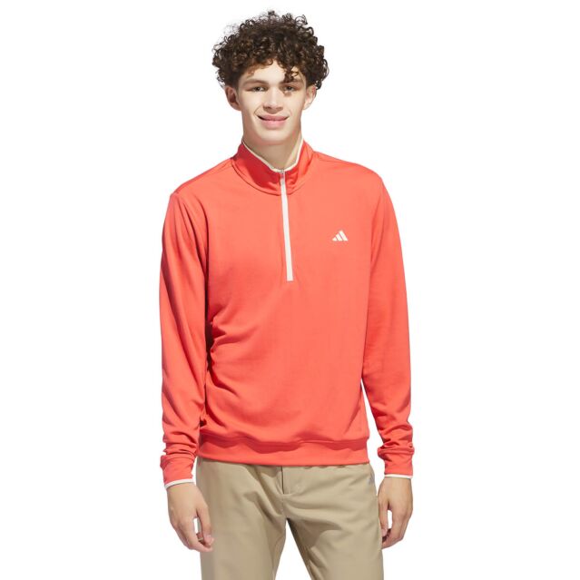 adidas Golf Mens 2024 Core Lightweight Half Zip UPF 50 Recycled Sweater