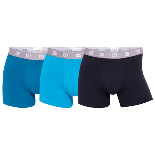 CR7 Mens 3-Pack Cotton Trunk Boxer Briefs - Navy/Blue/Light Blue - XL
