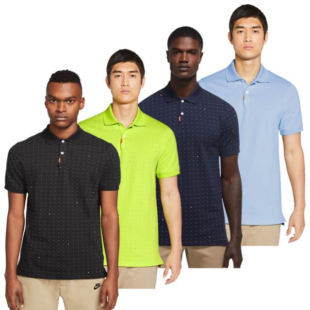 Nike Mens Golf Spaced Printed Dots Sweat Wicking Slim Fit Polo Shirt