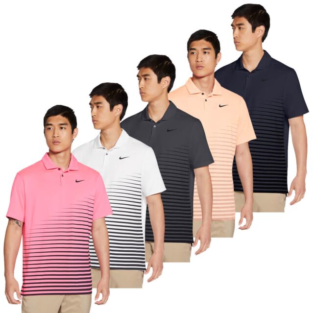 Nike Mens Dri-Fit Vapor Striped Graphic Sweat Wicking Golf Polo Shirt