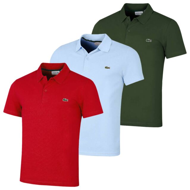 Lacoste Mens Lightweight Stretch 2-Button Organic Cotton Golf Polo Shirt