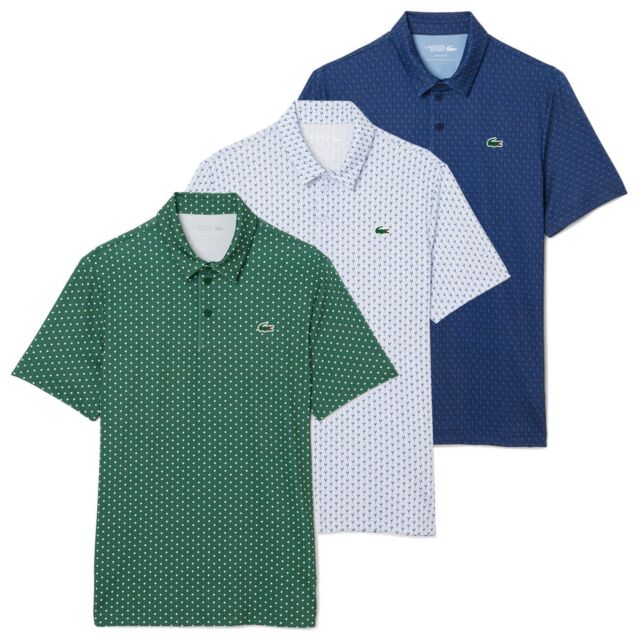Lacoste Mens UV Protection Wicking Stretch Sustainable Golf Polo Shirt