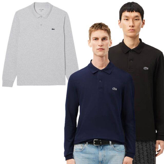 Lacoste Mens 2025 DH5523 Long Sleeved Cotton Blend Polo Shirt