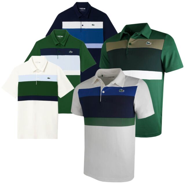 Lacoste Mens 2025 Colour-Block UV Protection Stretch Golf Polo Shirt