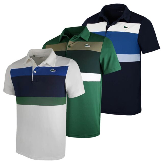 Lacoste Mens 2025 Colour-Block UV Protection Stretch Golf Polo Shirt