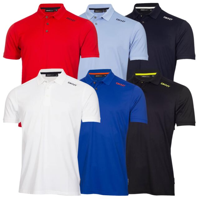 DKNY Mens Competition Lightweight Breathable Golf Polo Shirt