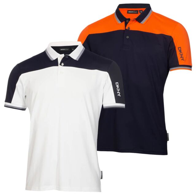 DKNY Mens Broadway Colour Block Lightweight Golf Polo Shirt