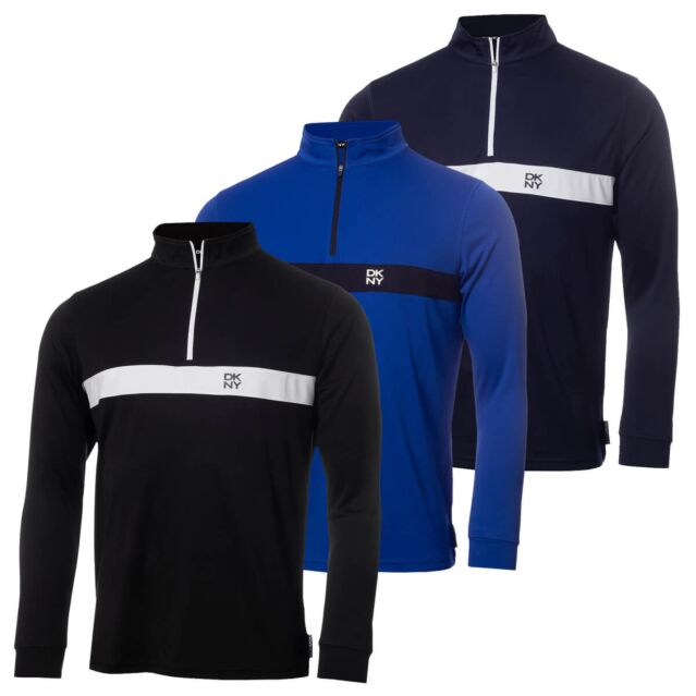 DKNY Mens Tournament 1/4 Zip Moisture Wicking Golf Sweater