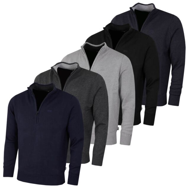DKNY Mens 2024 Chunky Knit Soft Feel Quarter Zip Easy Care Golf Sweater