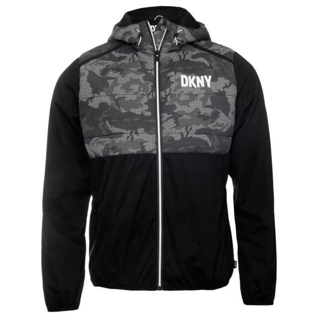DKNY Mens Camo Full Zip Windproof Moisture Wicking Breathable Golf Jacket