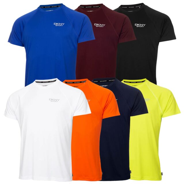 DKNY Mens Marathon Lightweight Breathable Raglan Crew Neck Wicking T-Shirt