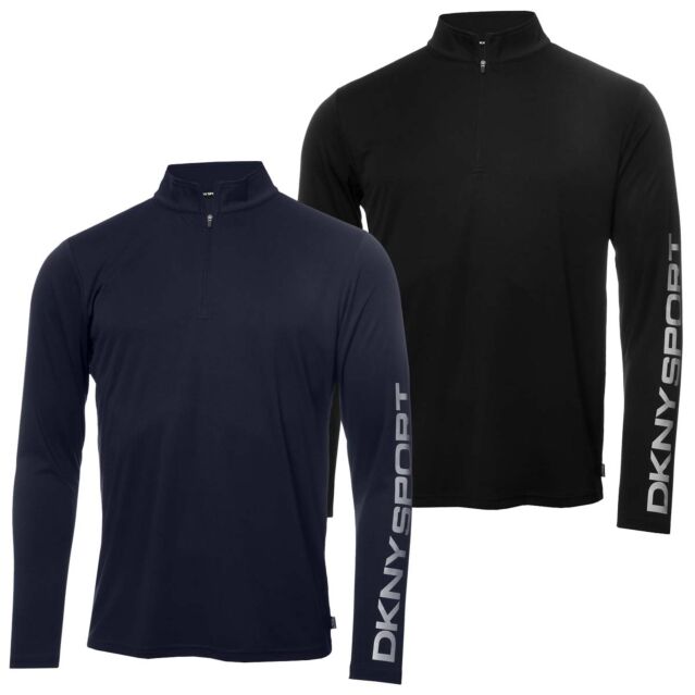 DKNY Mens College Point Moisture Wicking 1/4 Zip Stretch Sweater