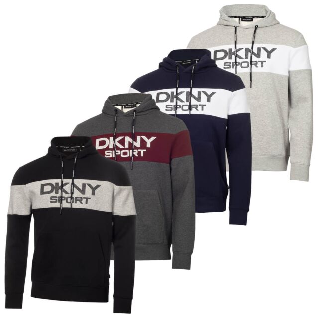 DKNY Mens South Street Breathable Colour Block Hoodie Soft Hoody