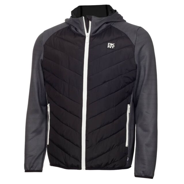 DKNY Mens Dawn Patrol Lightweight Full Zip Hybrid Jersey Stretch Jacket