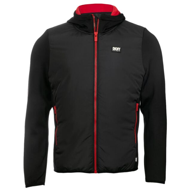 DKNY Mens Parker Hybrid Lightweight Stretch Panels Full Zip Performance Jacket