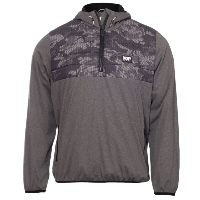 DKNY Mens Swift Hybrid Water Resistant 1/2 Zip Windbreaker Jacket
