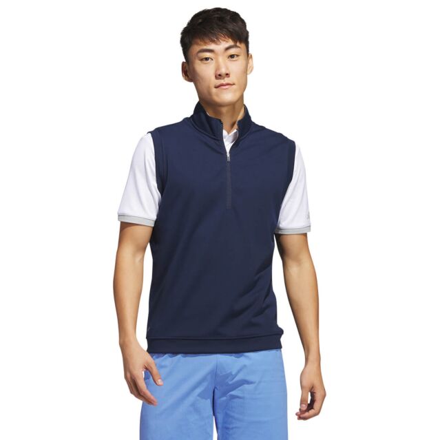adidas Golf Mens Elevated Stretch Fabric Quarter Zip Vest Gilet