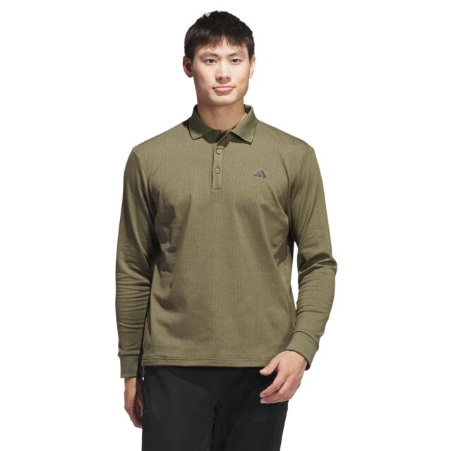 adidas Golf Essentials Heathered Stretch Long Sleeve Polo Shirt