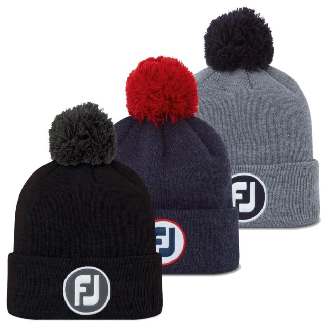 FootJoy Mens 2025 Solid Pom Pom Acrylic Fleece Earband Golf Beanie Hat