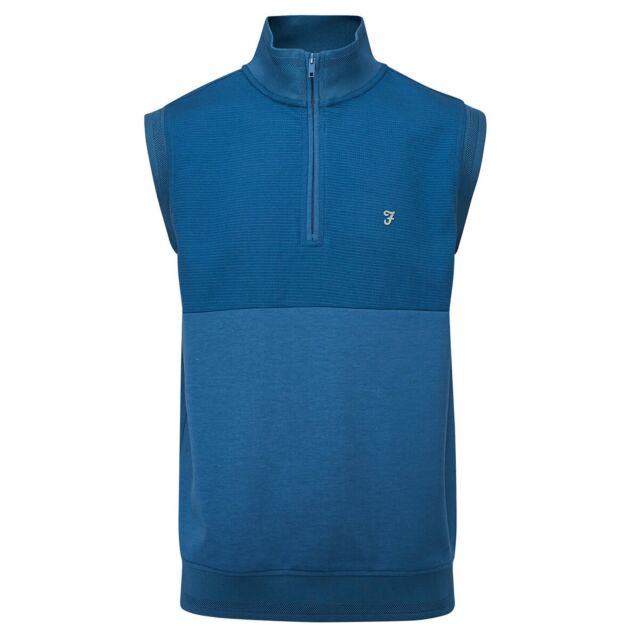 Farah Mens Clint Sleeveless Waffle Texture Soft Feel Fabric Golf Gilet