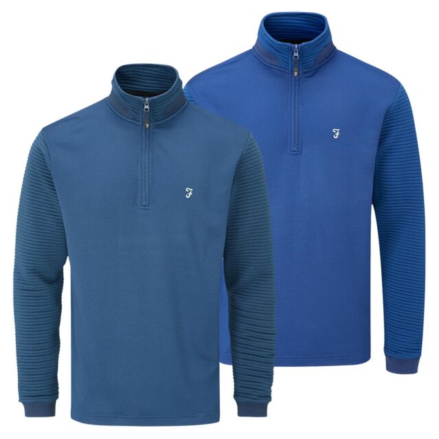 Farah Mens Warren Quarter Zip Stretch Breathable Thermal Golf Sweater