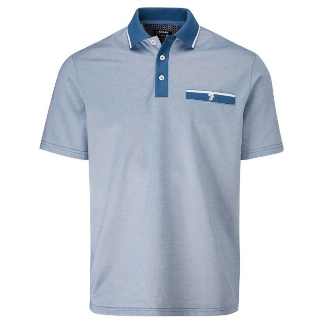 Farah Mens Nelson Marl Effect Mock Pocket Cotton Blend Golf Polo Shirt