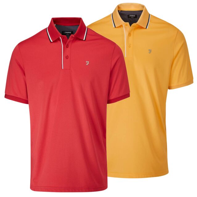 Farah Mens Hoxie Textured Plant Based Fabric Sustainable Golf Polo Shirt