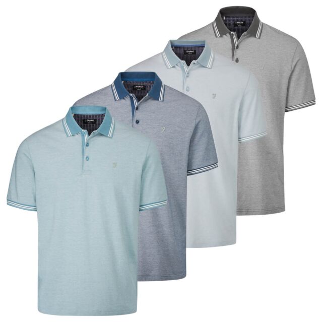 Farah Mens Morrill Dotted Tipping Marl Effect Cotton Golf Polo Shirt
