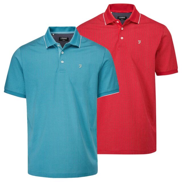 Farah Mens Ferris Classic Dotted Textured Regular Fit Golf Polo Shirt