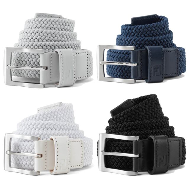 FootJoy Mens 2025 FJ Braided Metal Buckle  Woven Leather Trim Golf Belt
