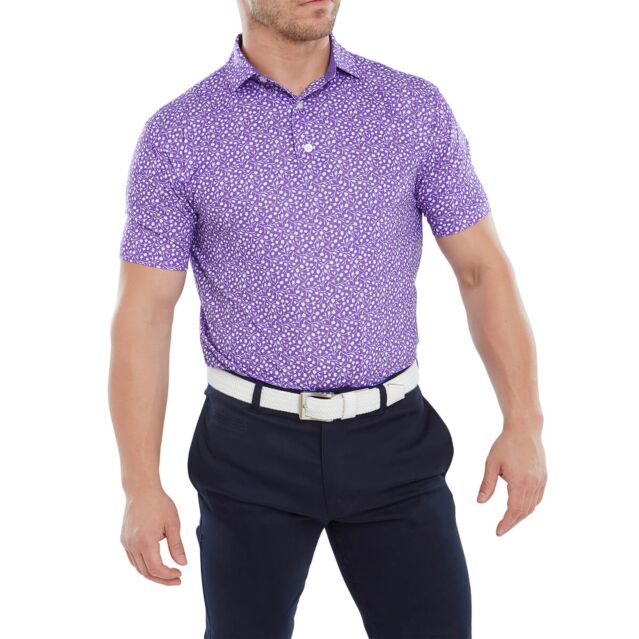 FootJoy Mens Tossed Tulips Floral Wicking Vines Golf Polo Shirt