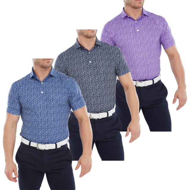 FootJoy Mens Tossed Tulips Floral Moisture Wicking Vines Golf Polo Shirt