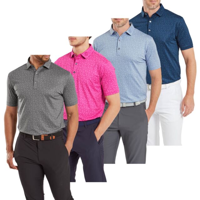 FootJoy Mens 2025 Painted Floral Pattern Four Way Stretch Golf Polo Shirt