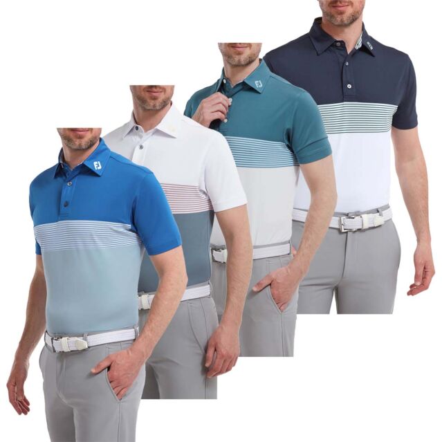 FootJoy Mens Colour Block Pique Stretch Fabric SPF 30 Golf Polo Shirt