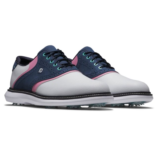 Footjoy Mens 2025 Traditions Breathable Leather Waterproof Spiked Golf Shoes
