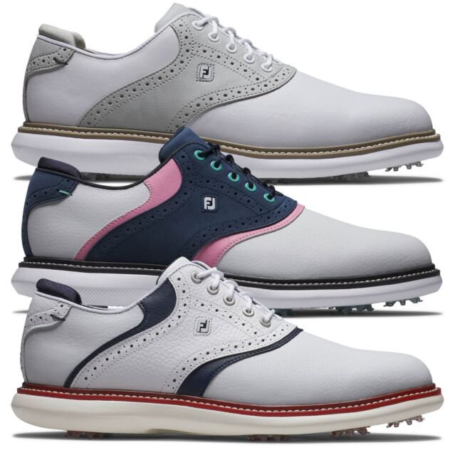 Footjoy Mens 2025 Traditions Breathable Leather Waterproof Spiked Golf Shoes