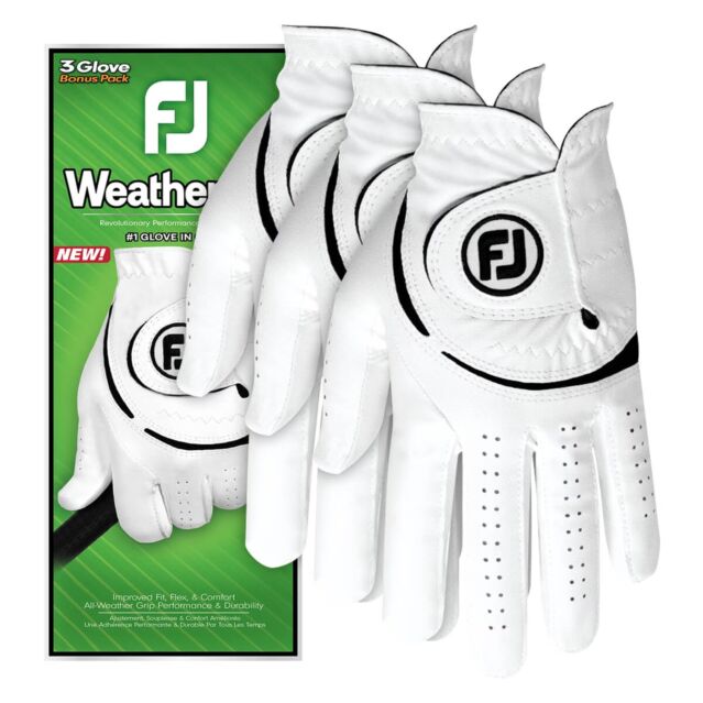 Footjoy Mens Weathersof Left Hand 3 Pack Leather Performance Golf Glove