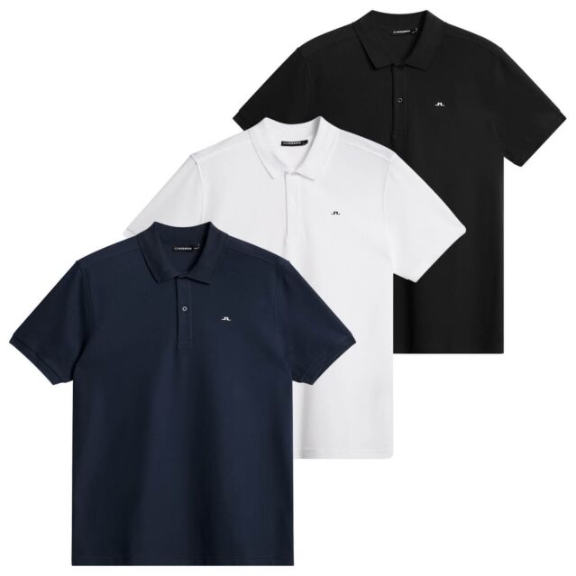 J.Lindeberg Mens Pike 2 Button Regular Fit Golf Polo Shirt