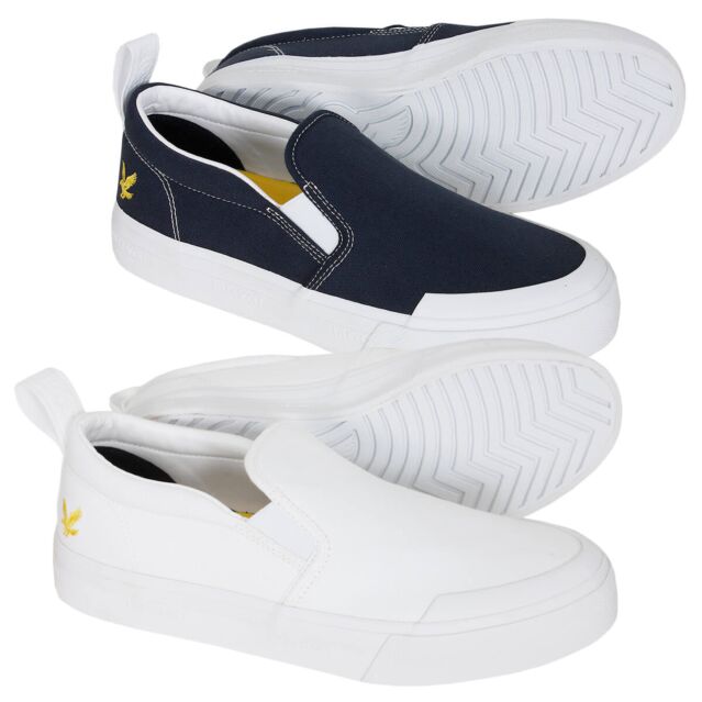 Lyle & Scott Mens Duncan Textile Slip On Canvas Branded Plimsoll Shoes