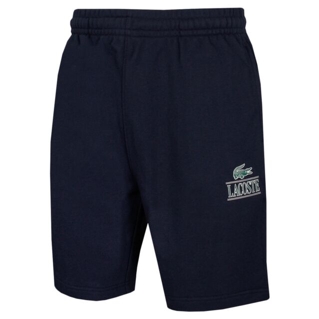 Lacoste Mens 2024 Cotton Drawstring Croc Logo Fleece Shorts