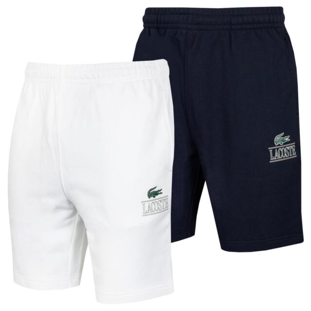 Lacoste Mens 2024 Cotton Drawstring Croc Logo Fleece Shorts