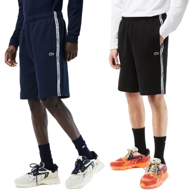 Lacoste Mens GH5074 Embossed Drawcord Brushed Fleece Training Shorts